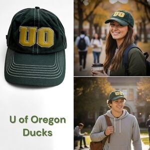 Peach Bowl University of Oregon Ducks Green Cap Yellow “UO” Logo NCAA  Semifinal